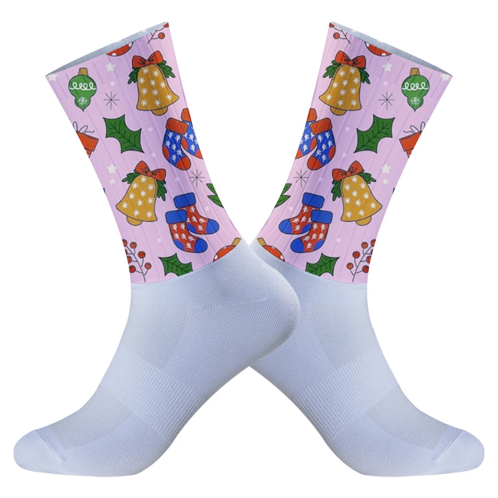 New Men's Cycling Socks Trekking Athletic Basketball Socks Breathable Sports Running Socks Christmas