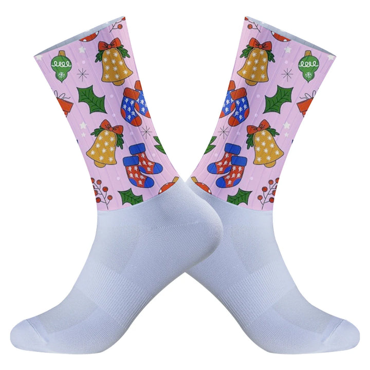 New Men's Cycling Socks Trekking Athletic Basketball Socks Breathable Sports Running Socks Christmas