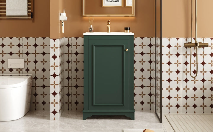 20-inch Bathroom Vanity with Ceramic Sink, Freestanding Single Vanity