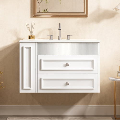 30'' Wall Mounted Bathroom Vanity, Floating Bathroom Storage Cabinet