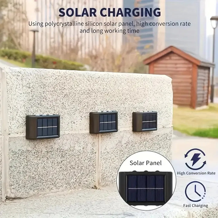 1-2PC 6/8 LEDs Solar Outdoor Wall Decorative Landscape Lighting Light Fixtures Suitable For Courtyard Villa Fence Terrace Garden