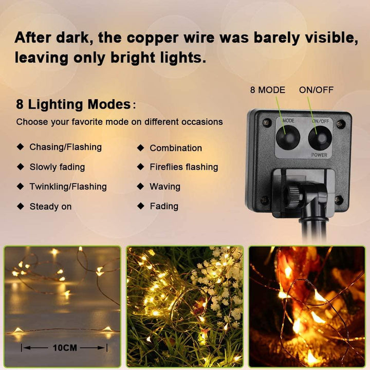 Solar Powered String Lights Indoor Outdoor Waterproof For Gardens Home