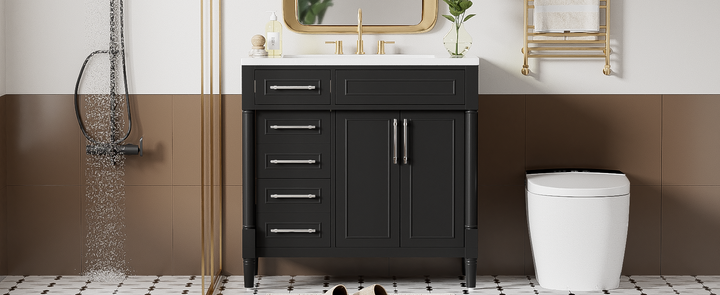 36'' Bathroom Vanity with Top Resin Sink, Freestanding Bathroom