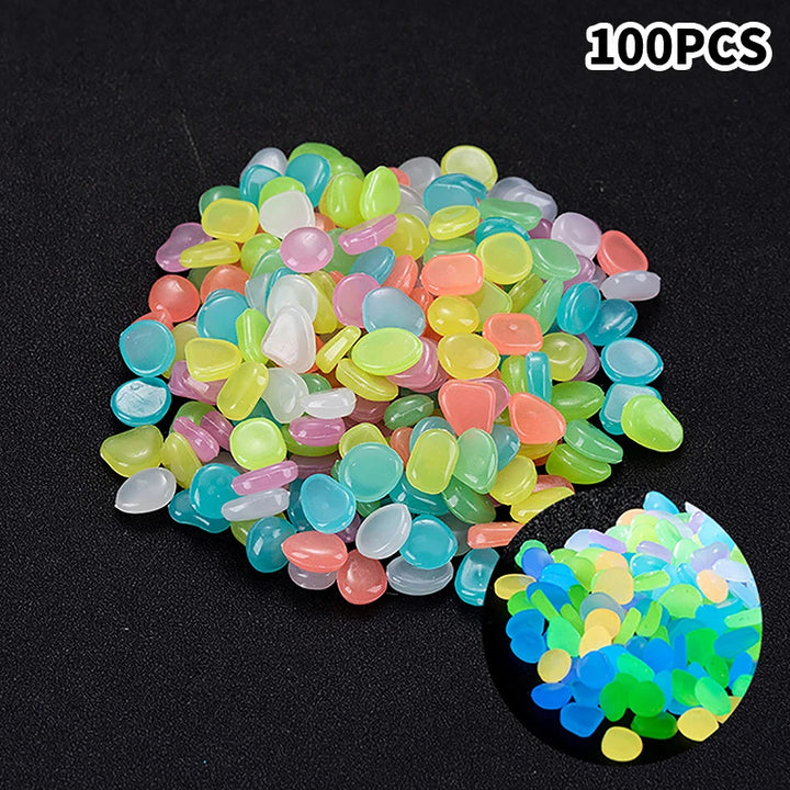 100Pcs Garden Decor Luminous Stones Glow In The Dark Decorative Pebbles Outdoor Fish Tank Decoration Aquarium Accessories
