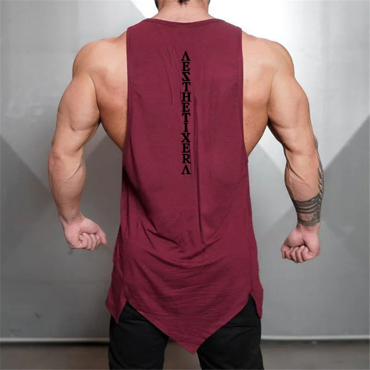 Muscleguys Gyms Stringer Clothing Bodybuilding Tank Top Men Fitness Singlet Sleeveless Shirt Solid Cotton Muscle Vest Undershirt