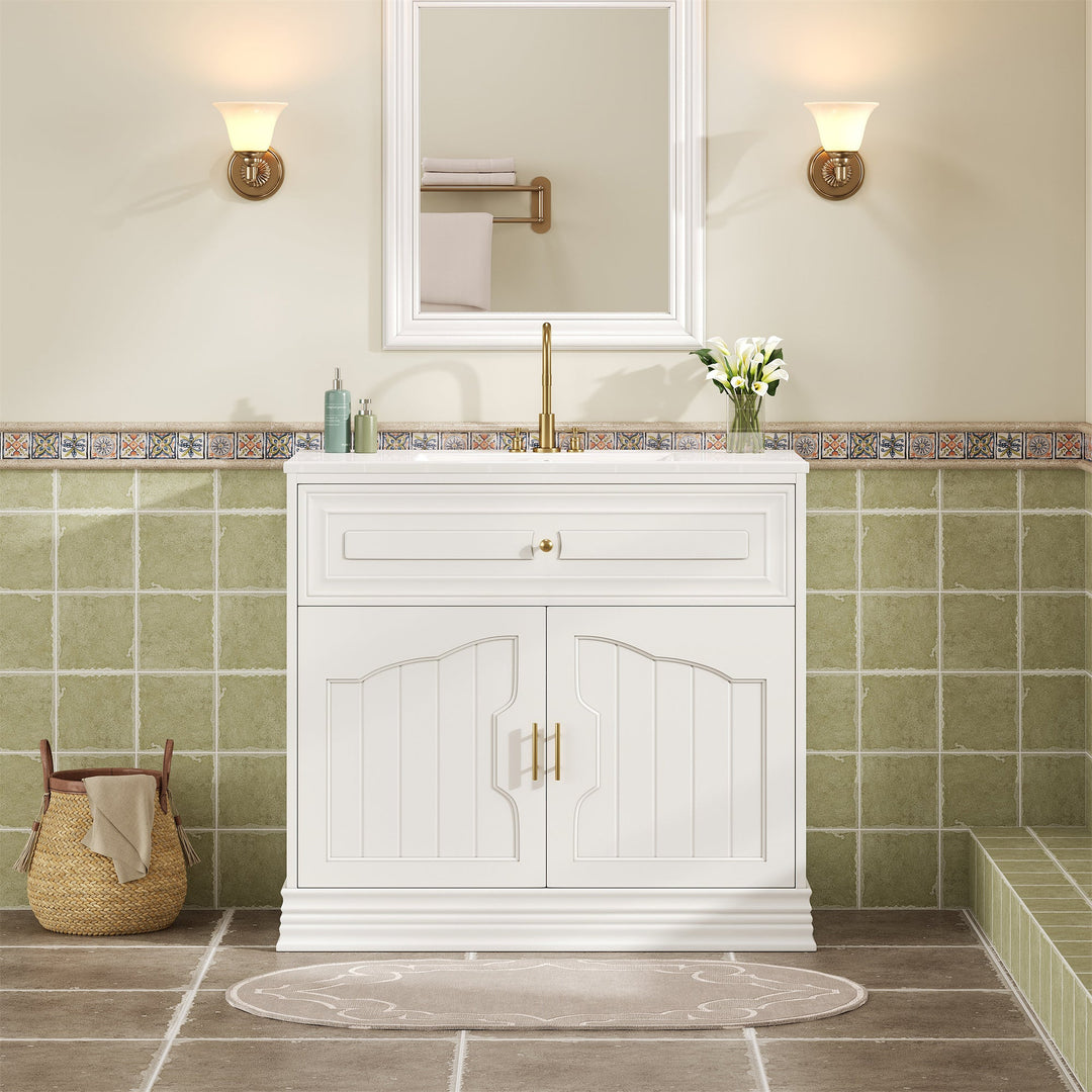 36' Luxurious Bathroom Vanity with Ceramic Sink, Bathroom Vanities