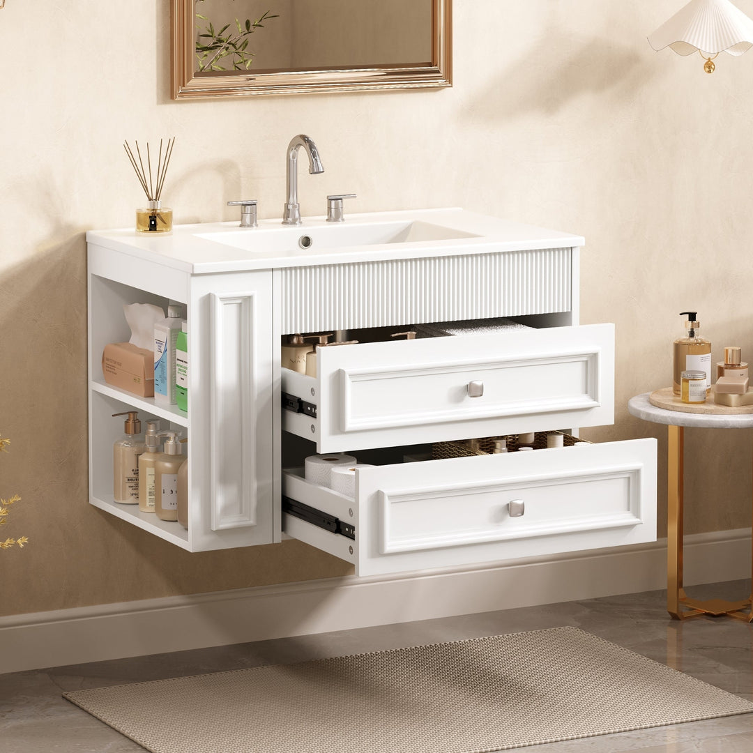 30'' Wall Mounted Bathroom Vanity, Floating Bathroom Storage Cabinet