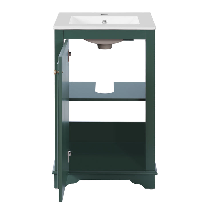 20-inch Bathroom Vanity with Ceramic Sink, Freestanding Single Vanity