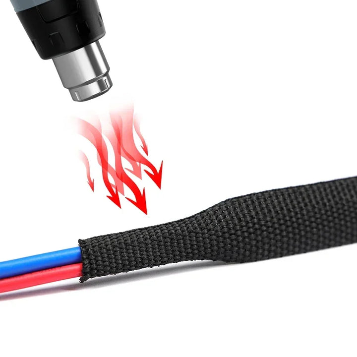 1~50m New Braided Cable Sleeve PET Heat Shrink Tube Insulation Flam Retardant Shrinkable Wrap Sheath Wire Organizer Protection