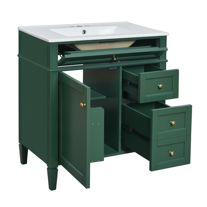 30'' Bathroom Vanity with Top Sink, Modern Bathroom Storage Cabinet