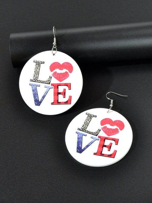 Stunning Colorful LOVE Circle Earrings - Fashionable Round Ear Jewelry