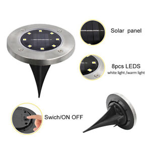 LED Solar Powered Path Lights Wireless Ground Lamp Waterproof Decor