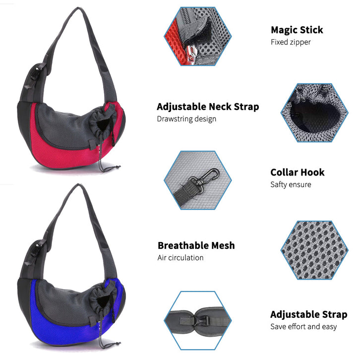 Breathable Mesh Dog Carrier Sling, Portable Travel Pet Puppy Carrier