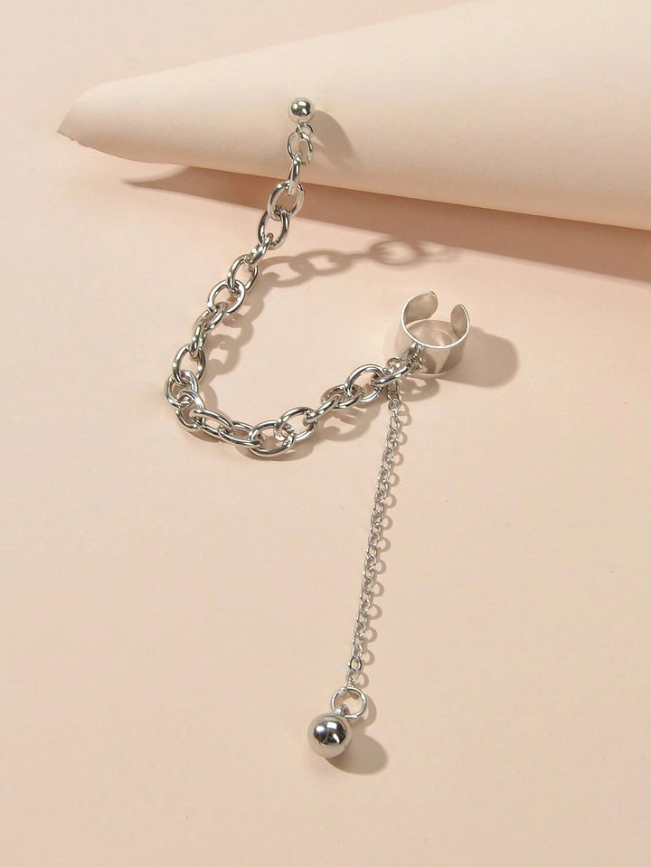 1 pc Punk Women Jewellery Silver Chain Stud Earrings Ear Cuff