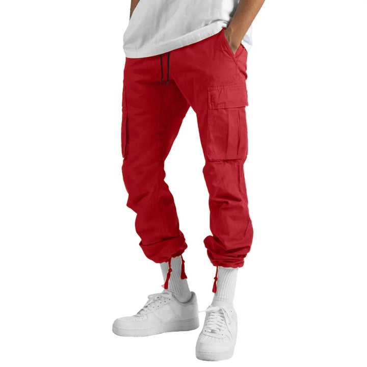 2025 New style men's casual overalls, comfortable cotton fashion multi-pocket streamer pants outdoor sports pants
