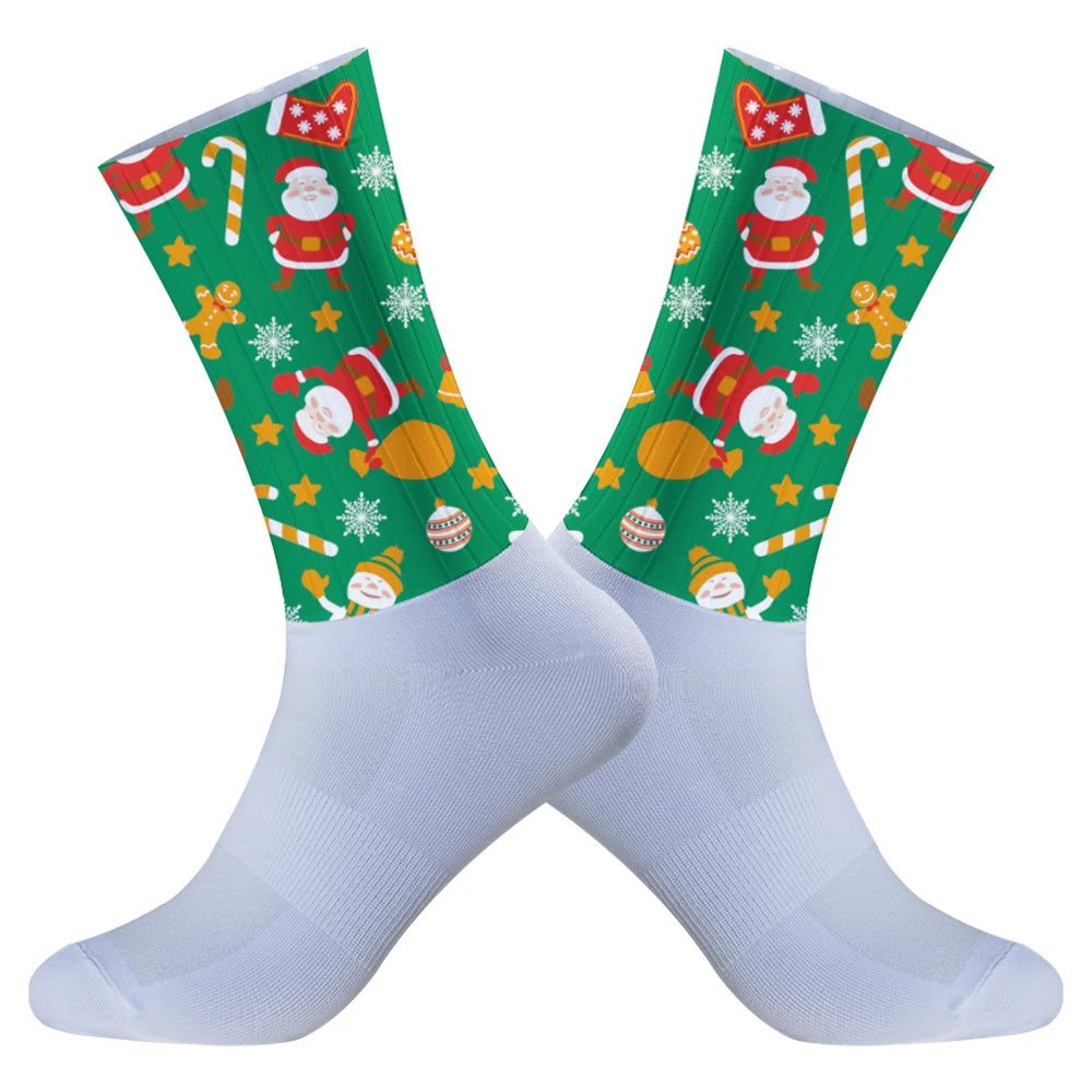 New Men's Cycling Socks Trekking Athletic Basketball Socks Breathable Sports Running Socks Christmas
