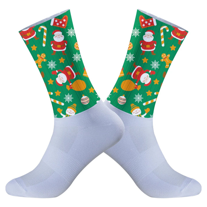 New Men's Cycling Socks Trekking Athletic Basketball Socks Breathable Sports Running Socks Christmas