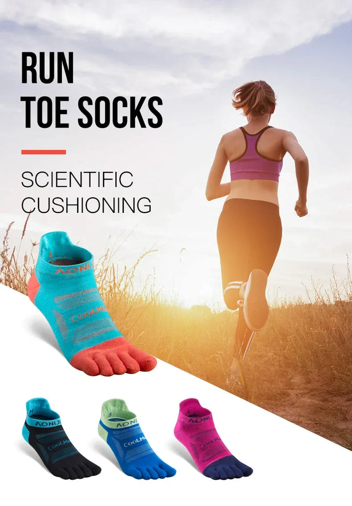 AONIJIE Sports Run Low Cut Athletic Five Toe Socks Quarter Toesocks For Running Marathon Race Trail