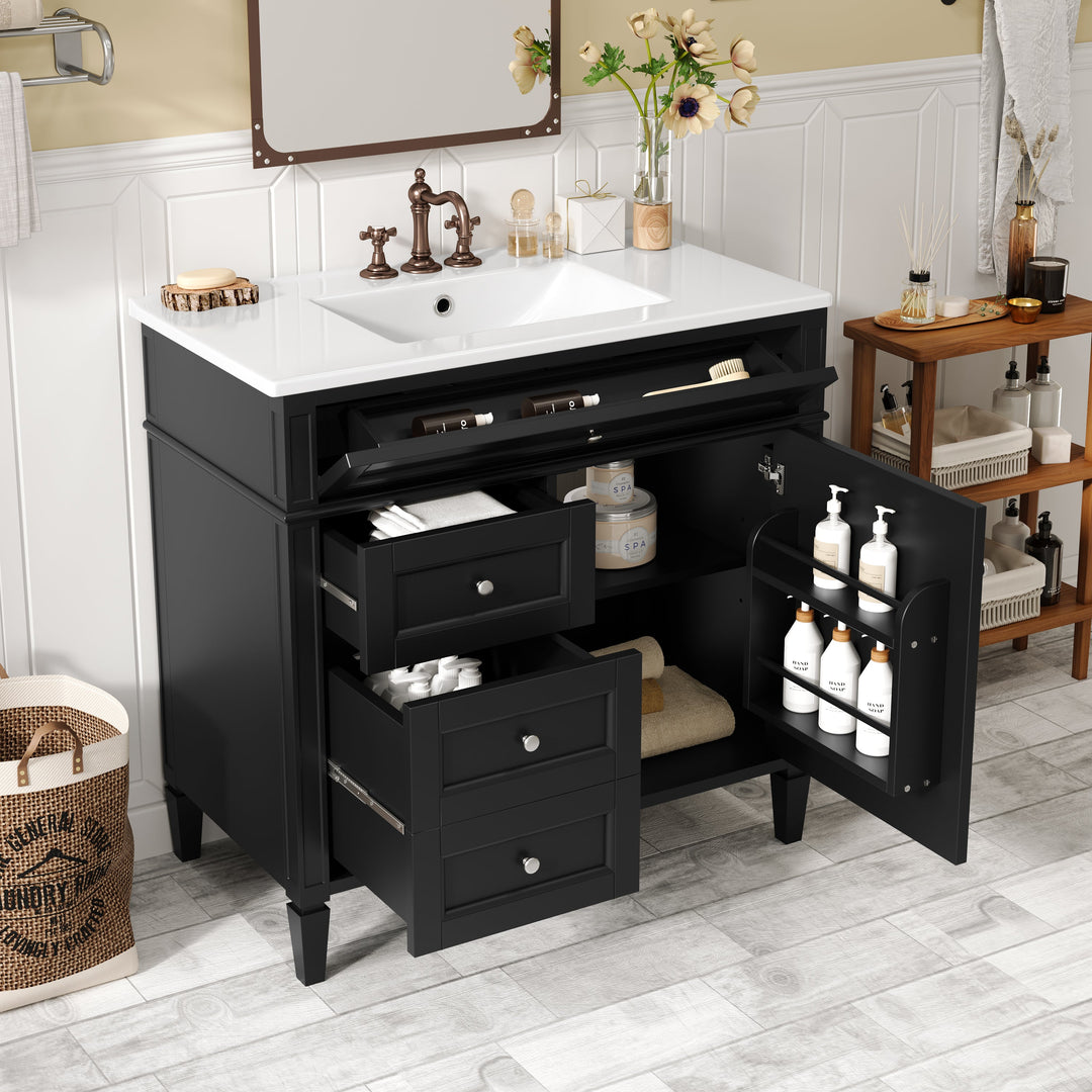 36'' Bathroom Vanity with Top Sink, Modern Bathroom Storage Cabinet