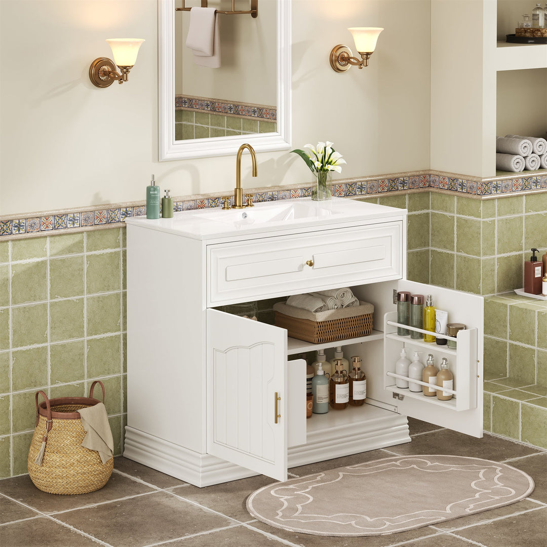 36' Luxurious Bathroom Vanity with Ceramic Sink, Bathroom Vanities