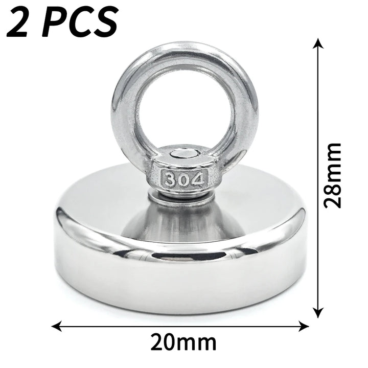 Super Strong Neodymium Fishing Magnet Hooks N52 Heavy Duty Magnet with Countersunk Hole Eyebolt 16-90mm Salvage Searcher Magnets