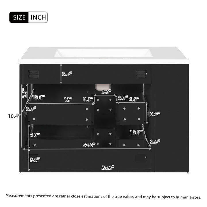 30'' Wall Mounted Bathroom Vanity, Floating Bathroom Storage Cabinet