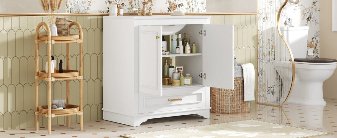 30' Luxurious Bathroom Vanity with Ceramic Sink, Bathroom Vanities