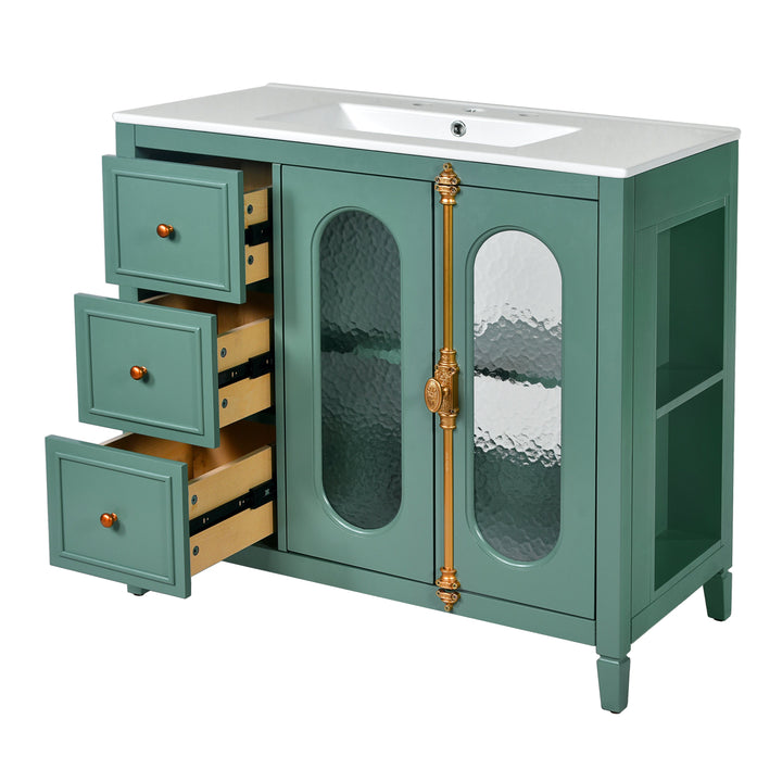 36-inch Bathroom Vanity with 2 Soft Close Doors, Solid Wood Frame