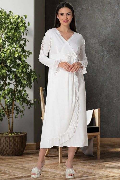 Shopymommy 5522 Guipure Double Breasted Maternity & Nursing Nightgown