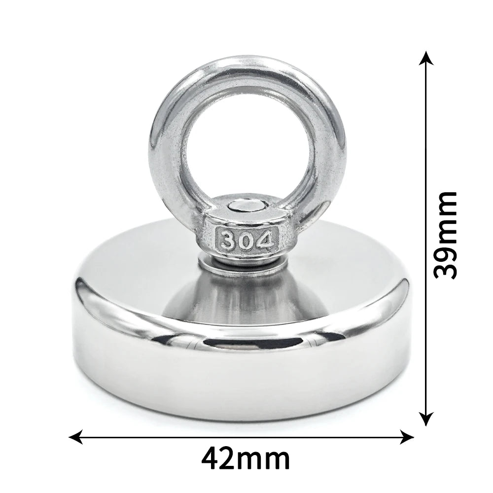 Super Strong Neodymium Fishing Magnet Hooks N52 Heavy Duty Magnet with Countersunk Hole Eyebolt 16-90mm Salvage Searcher Magnets
