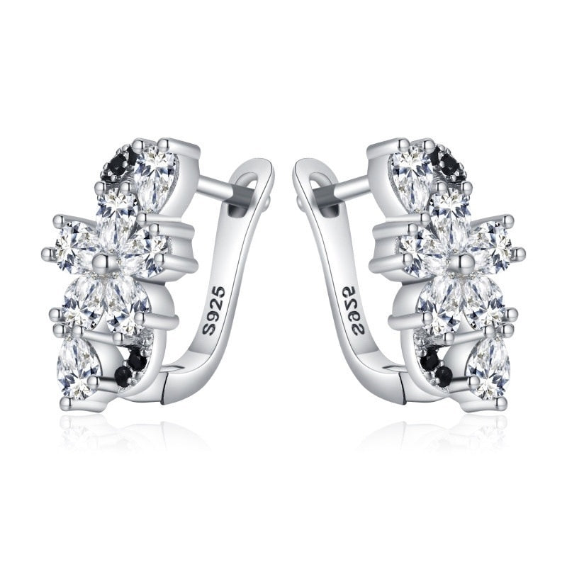Sweet Cool Style Flower Zircon Ear Studs Female Christmas Creative