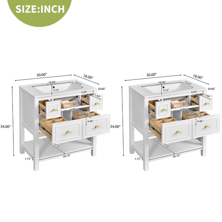 60'' Bathroom Vanity Set with Ceramic Sink (Separate), Free Standing