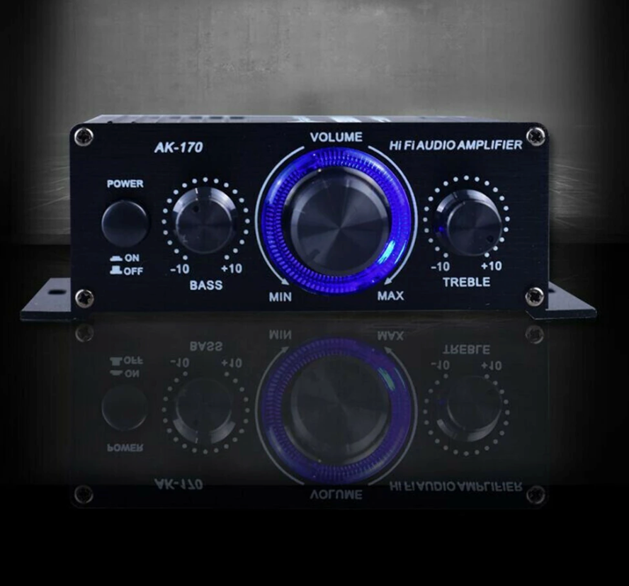 400W 12V 2 Channel Powerful Stereo Audio Power Amplifier HiFi Bass Amp