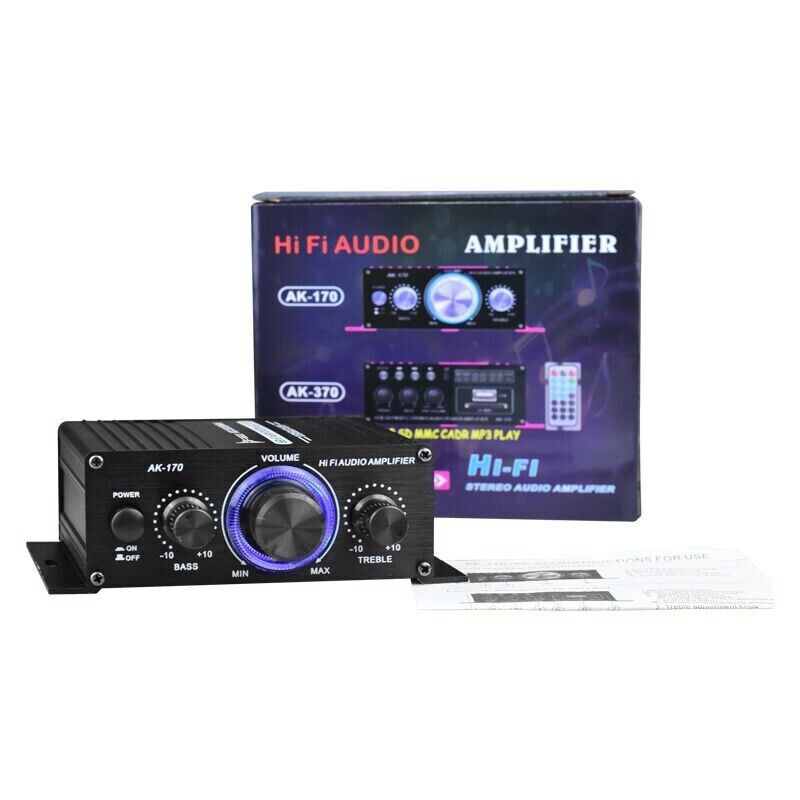 400W 12V 2 Channel Powerful Stereo Audio Power Amplifier HiFi Bass Amp