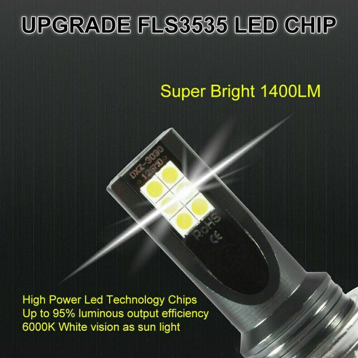 9005 9006 LED Headlights Kit Combo Bulbs 8000K High Low Beam Super