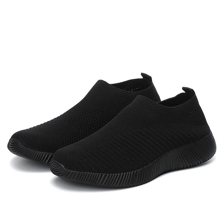 Women's Sneakers Breathable Solid Color Mesh Woven Outdoor Lightweight Low Top Walking Running Sports Socks Tennis Shoes