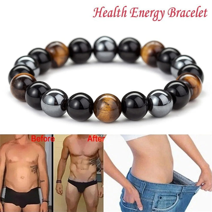 Man Bracelets Magnetic Hematite Tiger Eye Black Obisidian Triple Protection Health Care Women's Bracelet Weight Loss JewelryGift