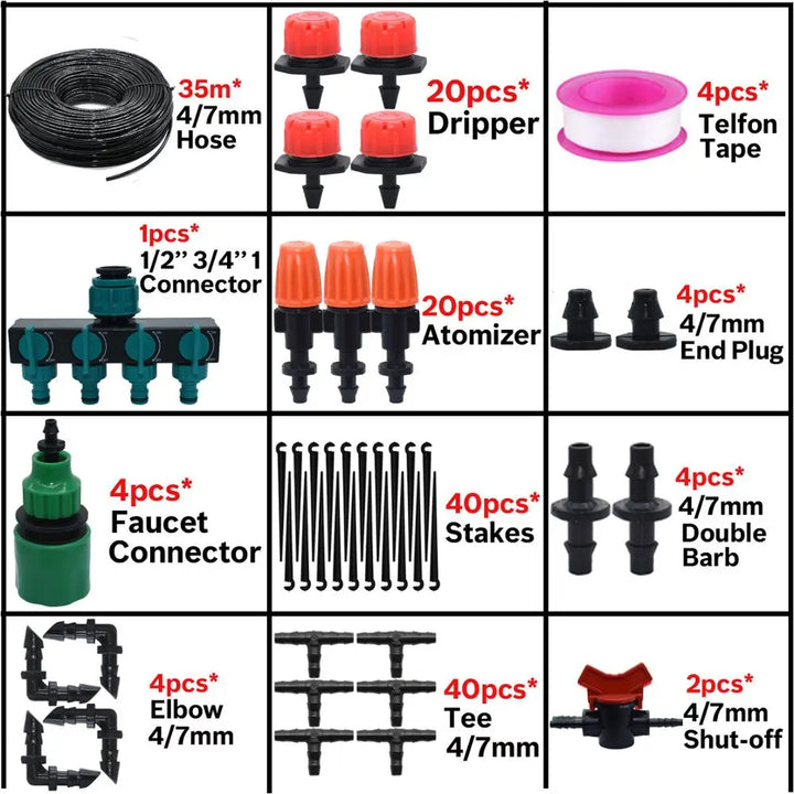 KESLA 5M-35M Micro Drip Irrigation Watering Kit Automatic Garden 4/7mm Irrigation System w/ Adjustable Dripper for Flower Lawn