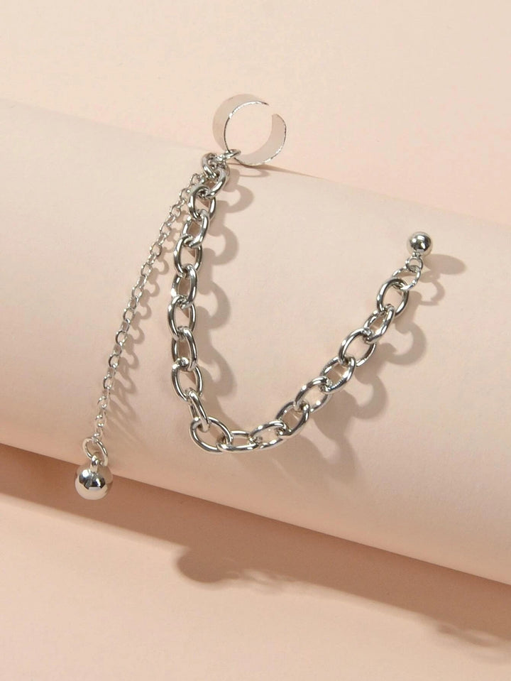 1 pc Punk Women Jewellery Silver Chain Stud Earrings Ear Cuff