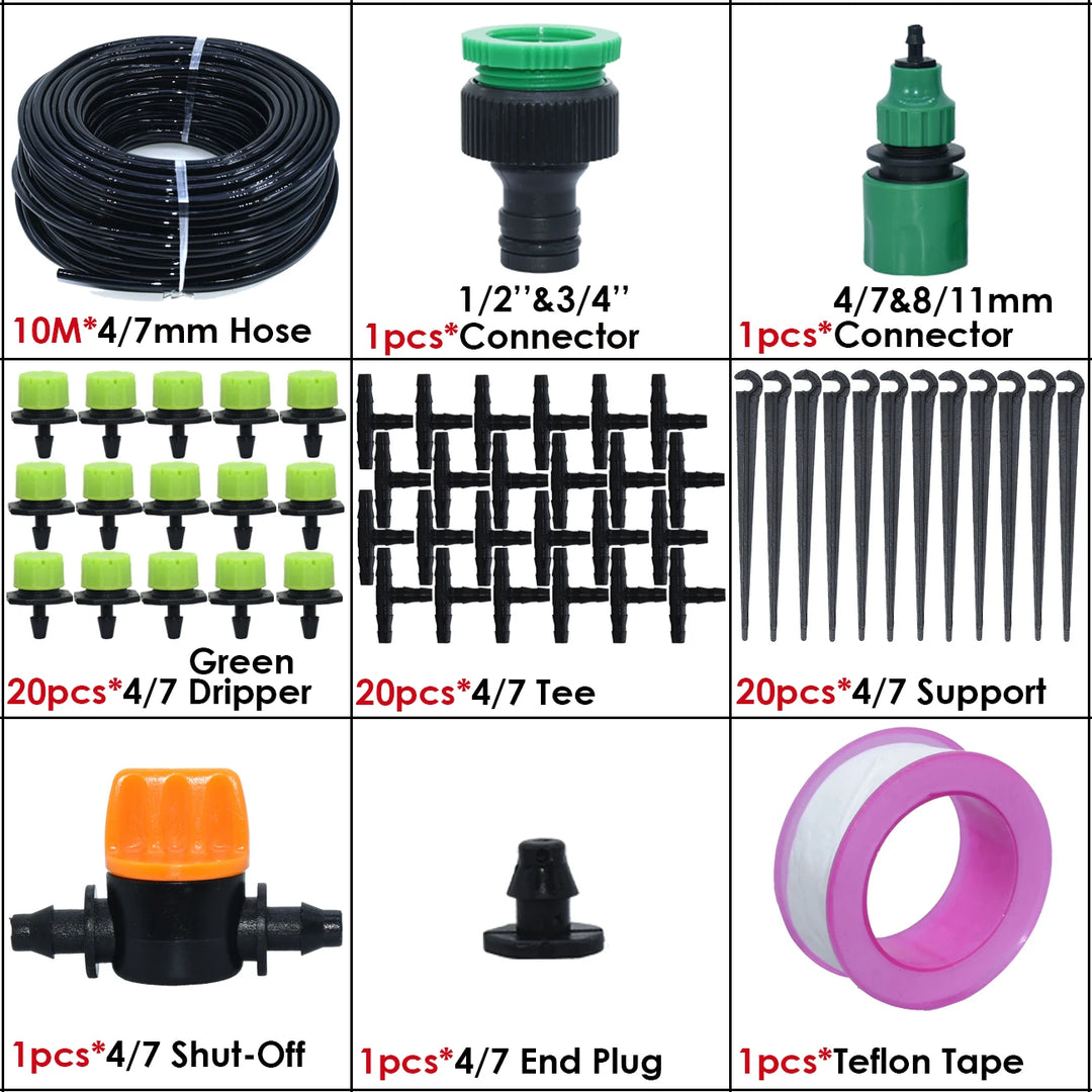 KESLA 5M-35M Micro Drip Irrigation Watering Kit Automatic Garden 4/7mm Irrigation System w/ Adjustable Dripper for Flower Lawn