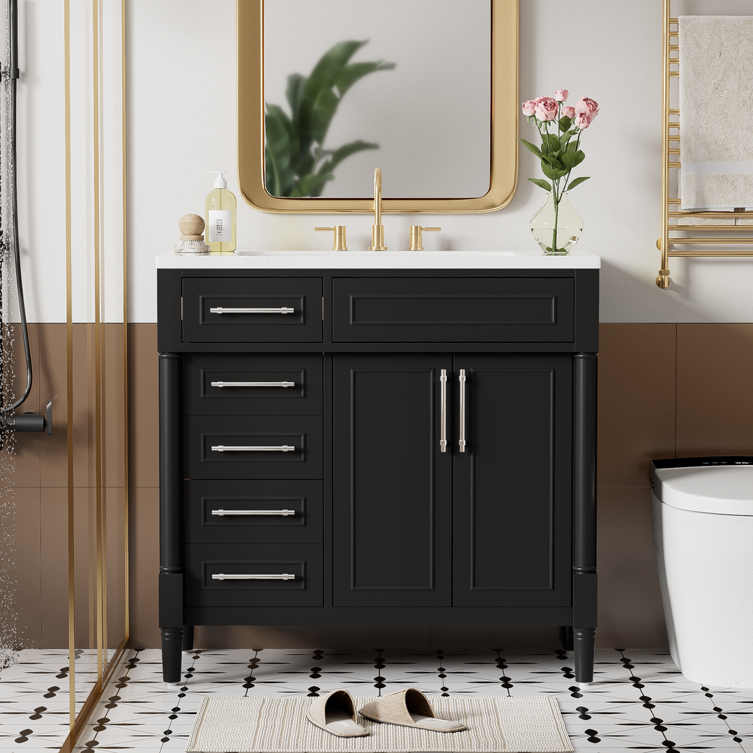 36'' Bathroom Vanity with Top Resin Sink, Freestanding Bathroom
