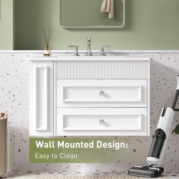 30'' Wall Mounted Bathroom Vanity, Floating Bathroom Storage Cabinet
