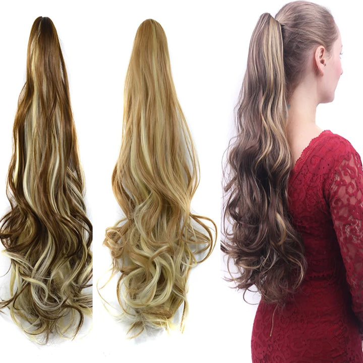 Synthetic Claw Clip On Ponytail Wavy False Hair Extension Hairpiece for Women Accessories