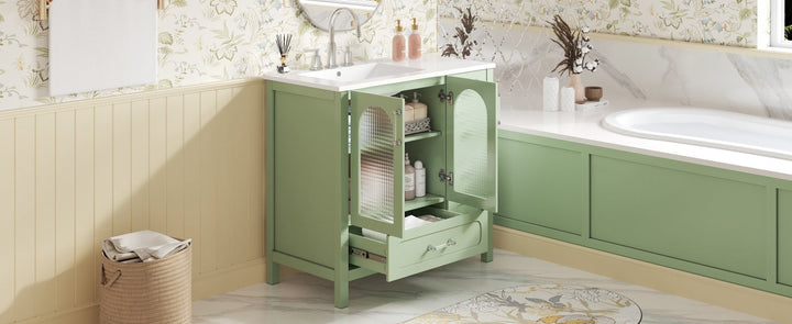 36' Bathroom Cabinet with Waffle Texture Doors, Bathroom Vanity with