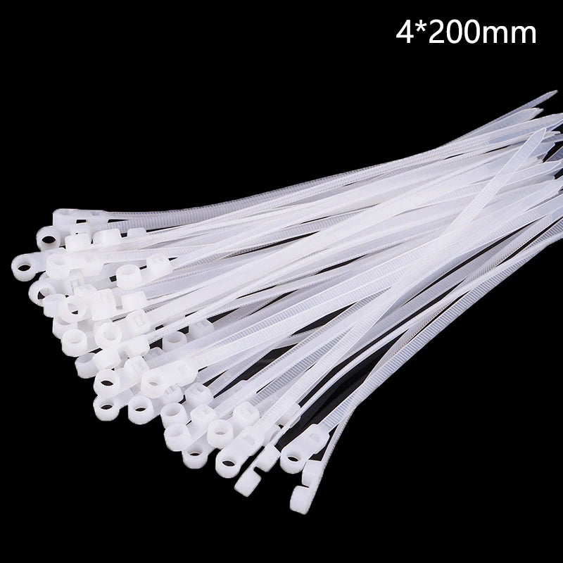 100Pcs/pack Heavy Duty Cables Fastening Rings Loop Hardware Organizer Wire Straps Self Locking Nylon Cable Ties Plastic Cord Tie