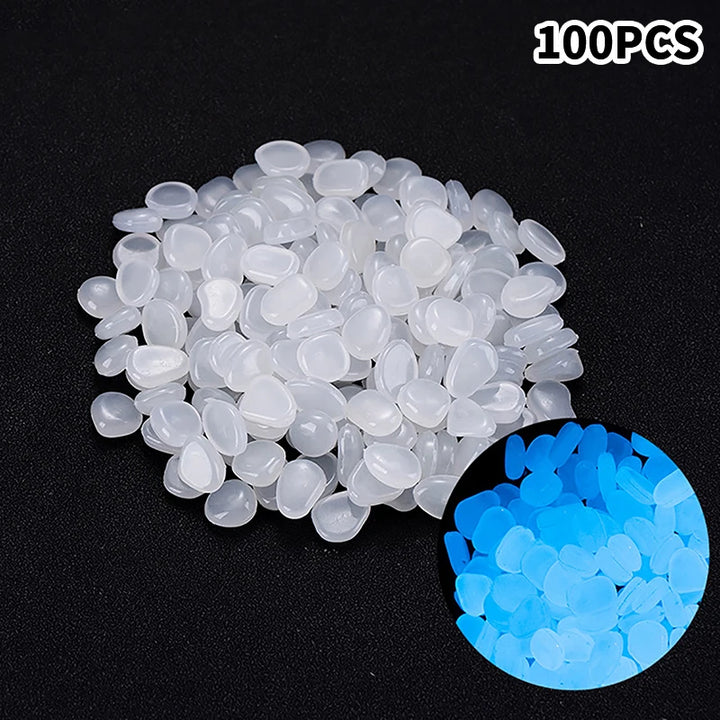100Pcs Garden Decor Luminous Stones Glow In The Dark Decorative Pebbles Outdoor Fish Tank Decoration Aquarium Accessories
