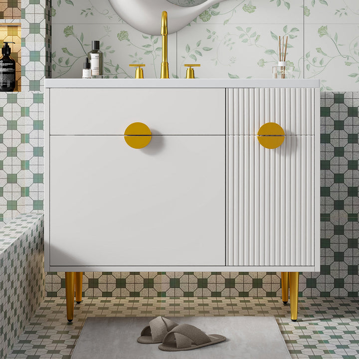 36' Bathroom Vanity with Resin Basin Sink, Modern Bathroom Sink