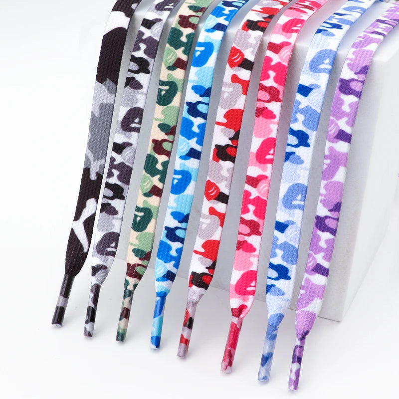 Colorful Shoelaces Camouflage Print Flat Shoe Laces For Sneakers AJ1&AF1 Boot Men And Women Leisure Shoestring Accessories
