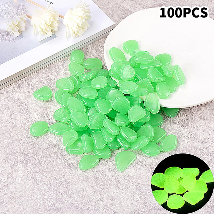 100Pcs Garden Decor Luminous Stones Glow In The Dark Decorative Pebbles Outdoor Fish Tank Decoration Aquarium Accessories