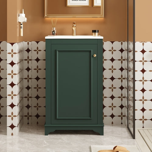 20-inch Bathroom Vanity with Ceramic Sink, Freestanding Single Vanity